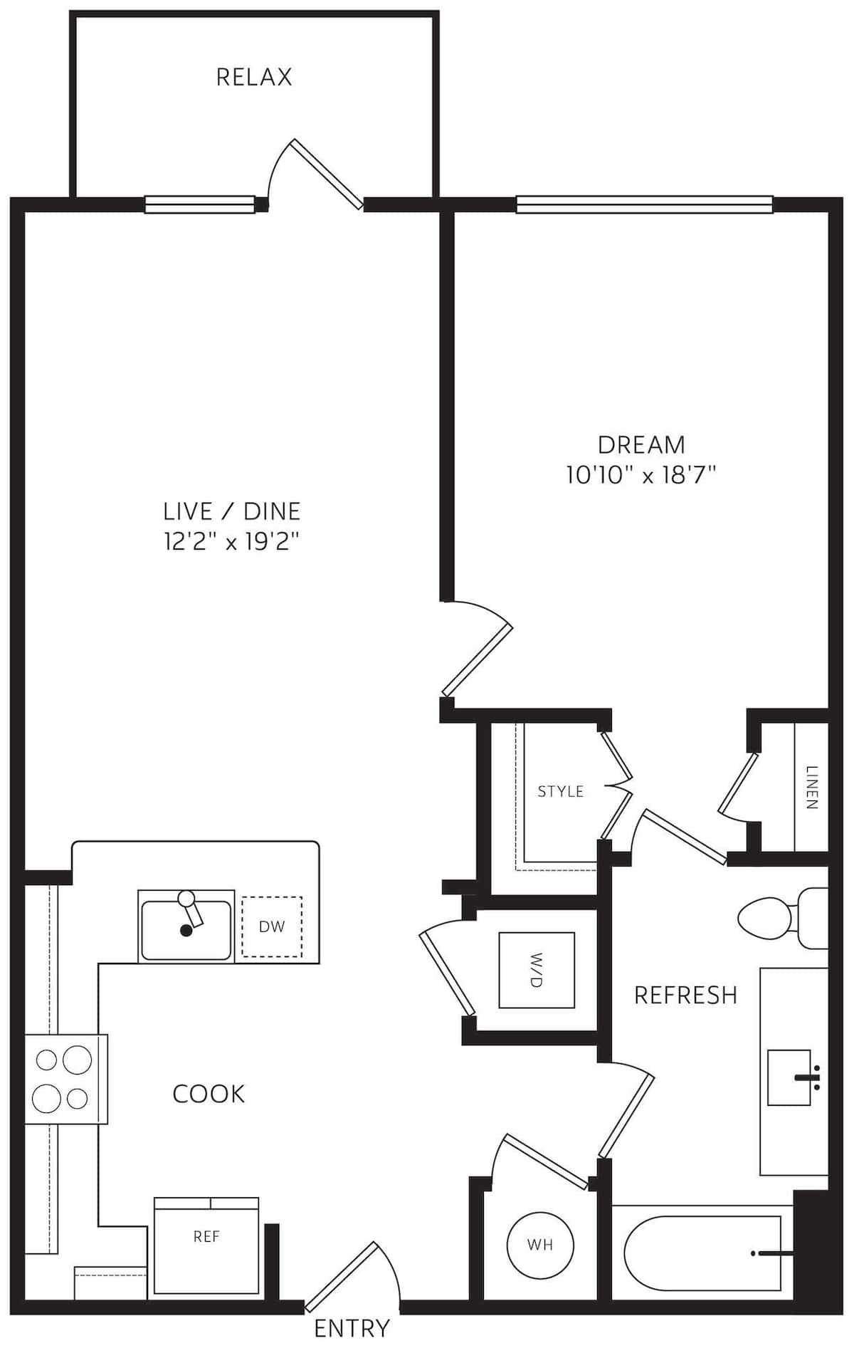 Floorplan diagram for A1.2, showing 1 bedroom