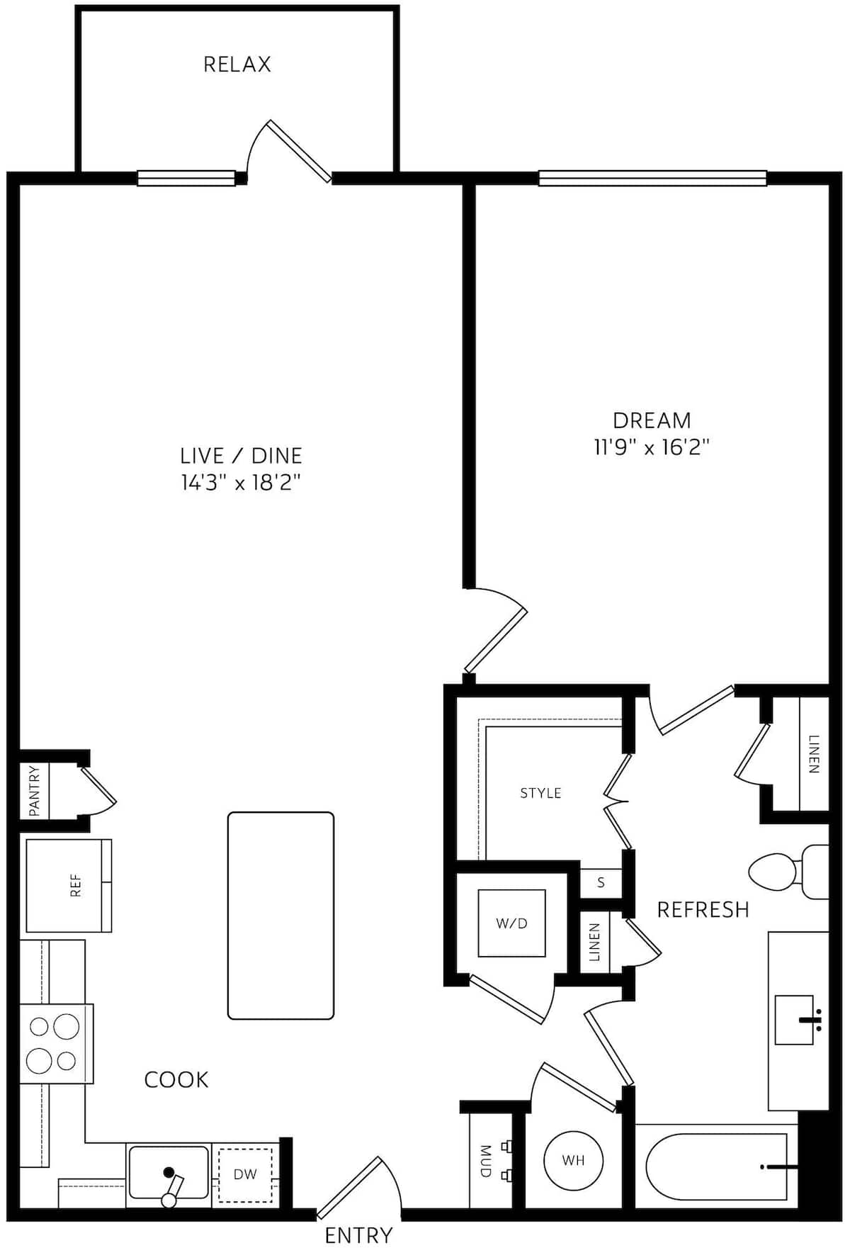 Floorplan diagram for A3.1, showing 1 bedroom