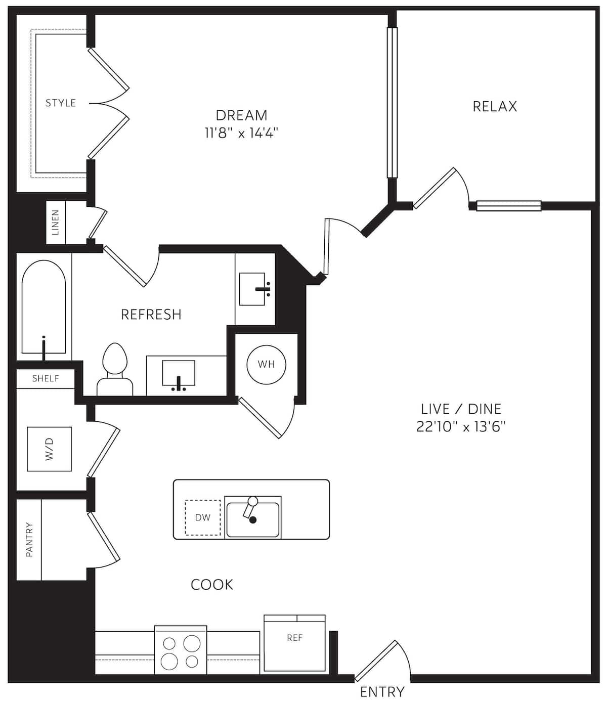 Floorplan diagram for A4 ALT A, showing 1 bedroom