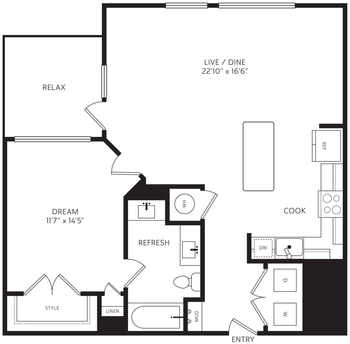 Floorplan diagram for A4 ALT B, showing 1 bedroom