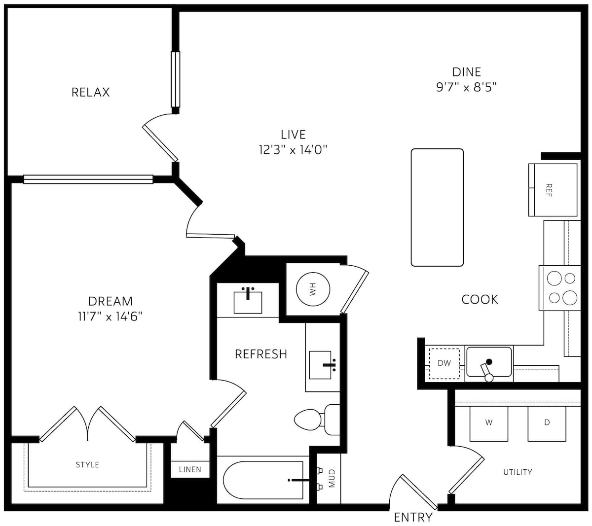 Floorplan diagram for A4.1, showing 1 bedroom