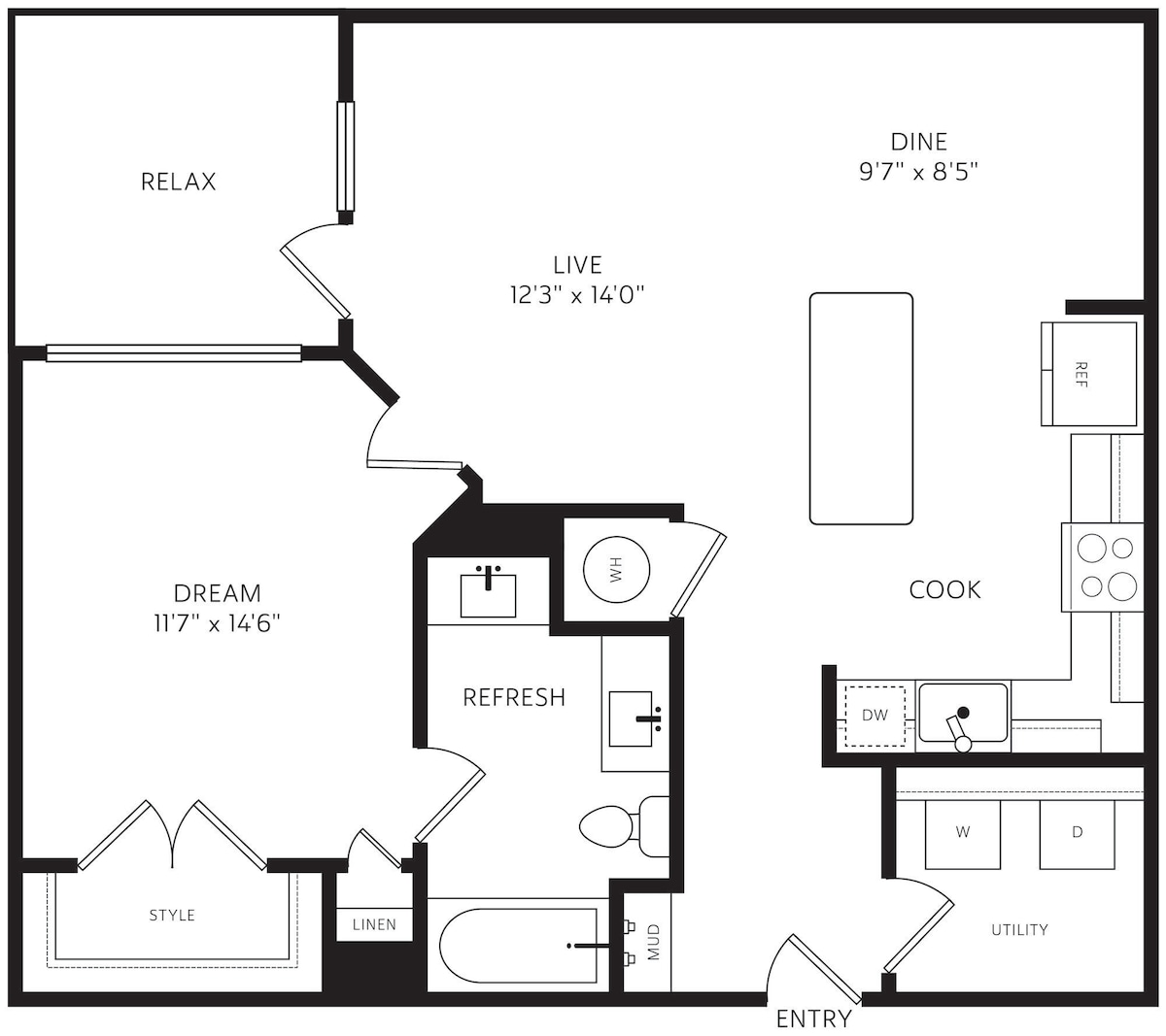 Floorplan diagram for A4.2, showing 1 bedroom