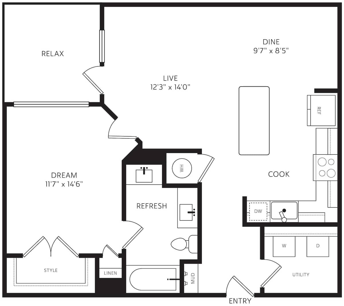 Floorplan diagram for A4.2, showing 1 bedroom