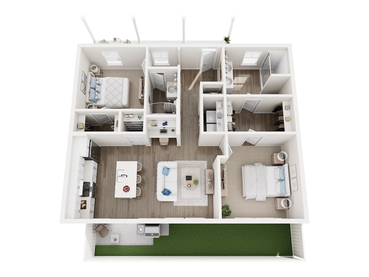 Floorplan diagram for Indigo, showing 2 bedroom