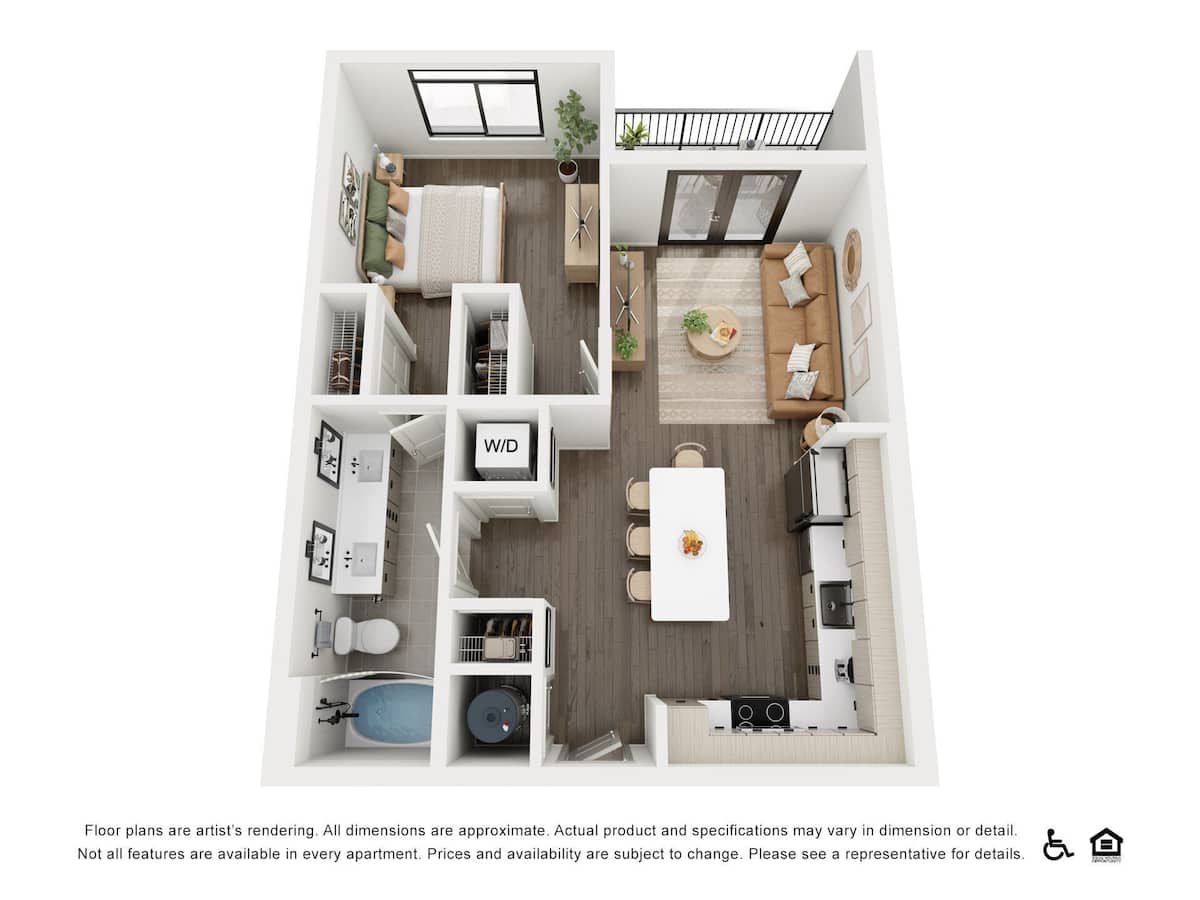 Floorplan diagram for 1A, showing 1 bedroom