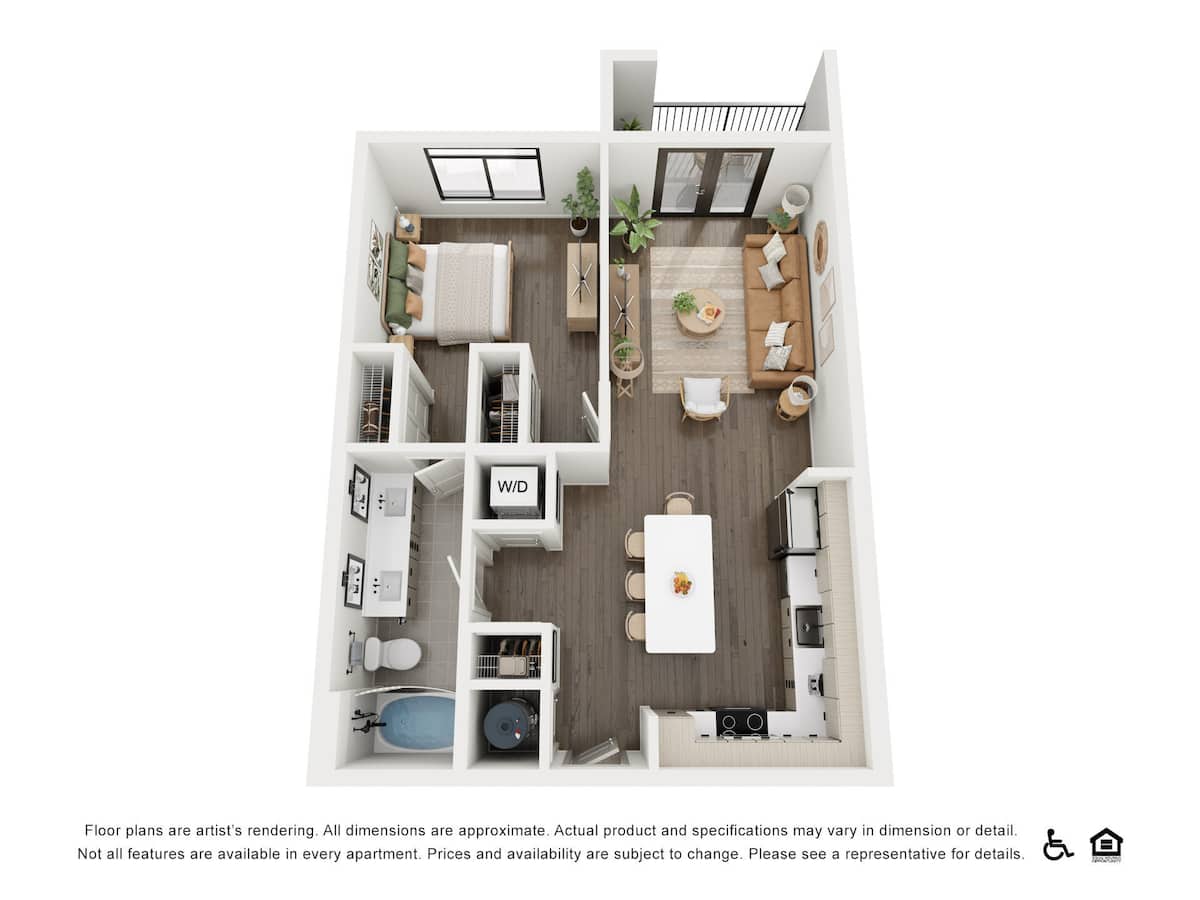 Floorplan diagram for 1B, showing 1 bedroom