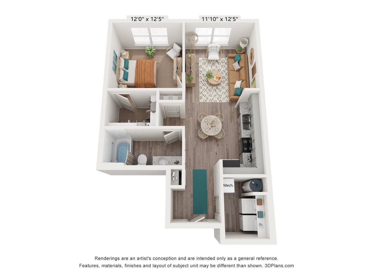 Floorplan diagram for AS1, showing 1 bedroom
