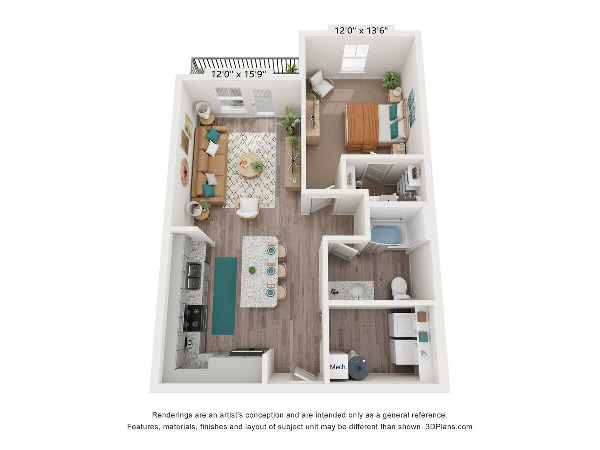 Floorplan diagram for A1, showing 1 bedroom
