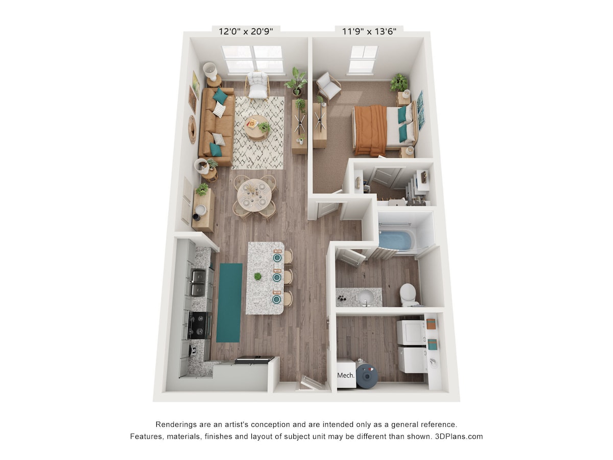 Floorplan diagram for A2LL, showing 1 bedroom