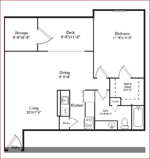 Floorplan diagram for A3, showing 1 bedroom