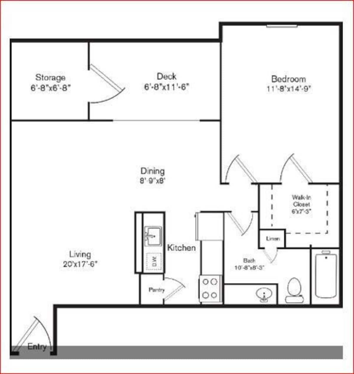 Floorplan diagram for A3, showing 1 bedroom