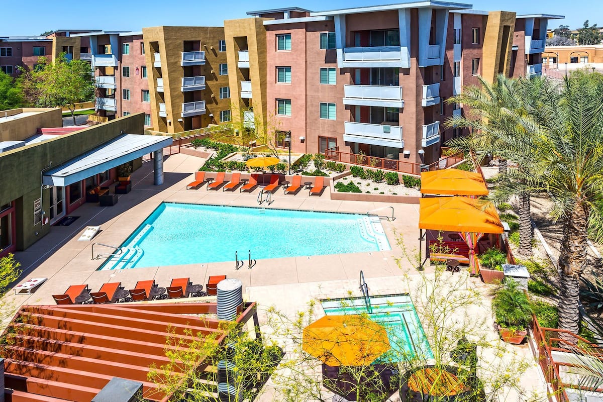 Exterior of Camden Sotelo, an Airbnb-friendly apartment in Tempe, AZ