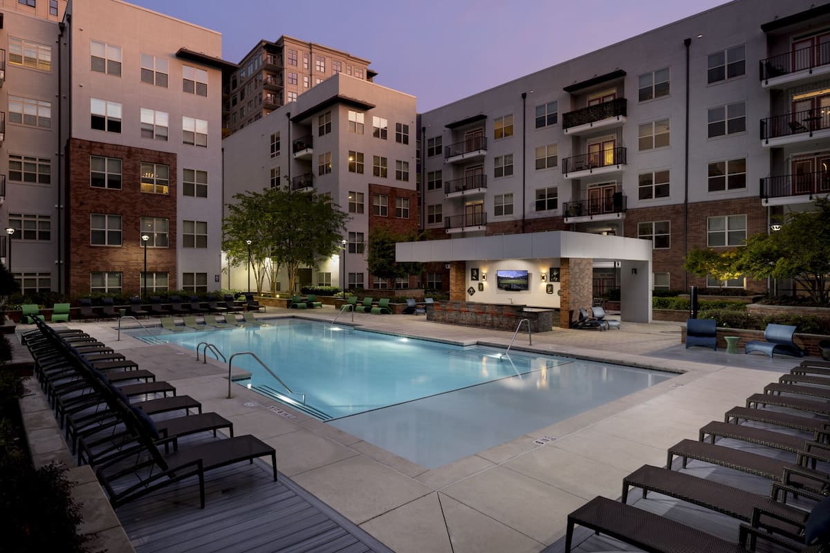 Exterior of Camden Buckhead Square, an Airbnb-friendly apartment in Atlanta, GA