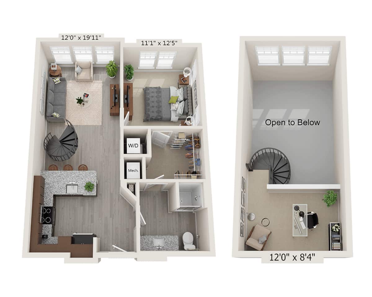Floorplan diagram for One Bedroom A1BL, showing 1 bedroom