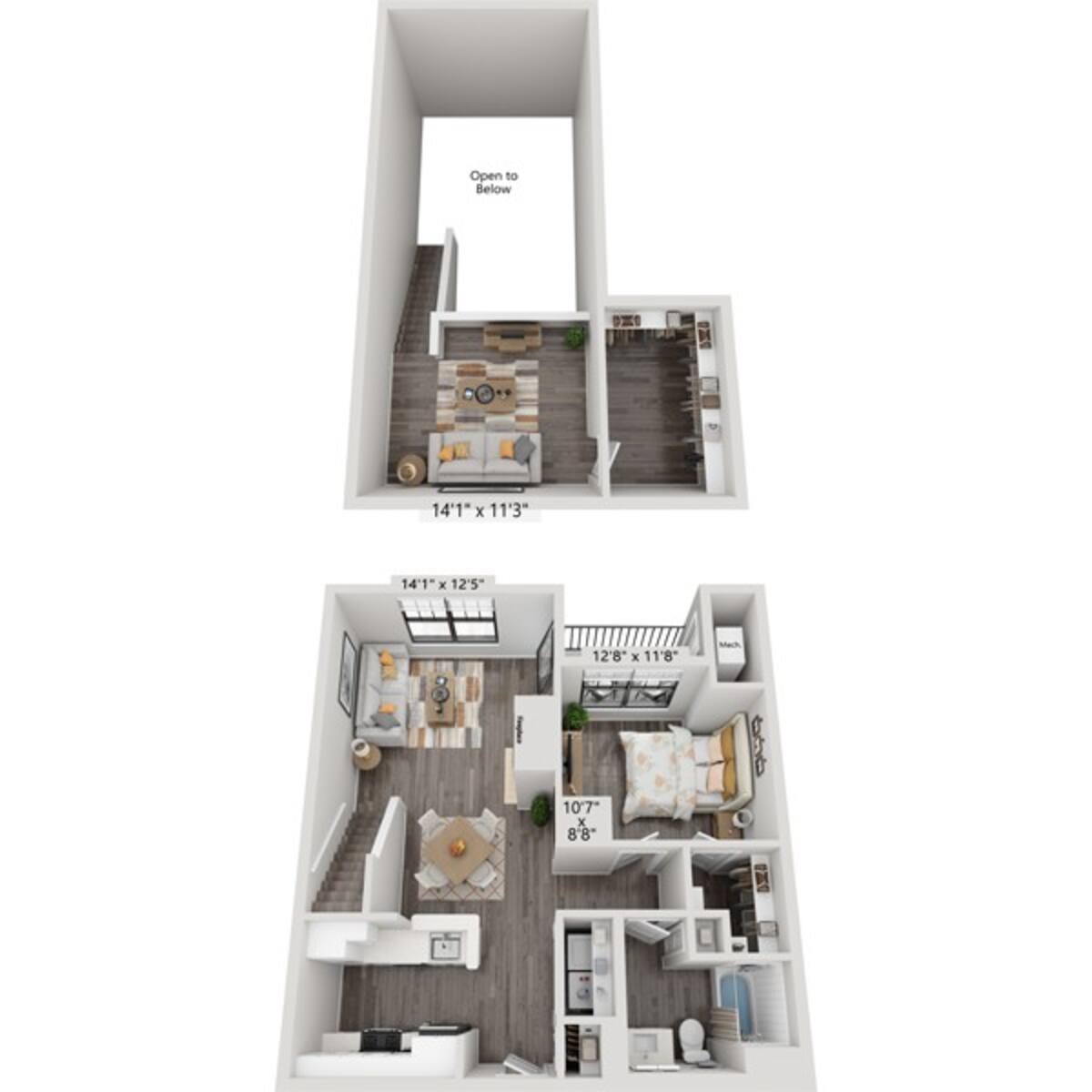 Floorplan diagram for One Bedroom A1G1L, showing 1 bedroom
