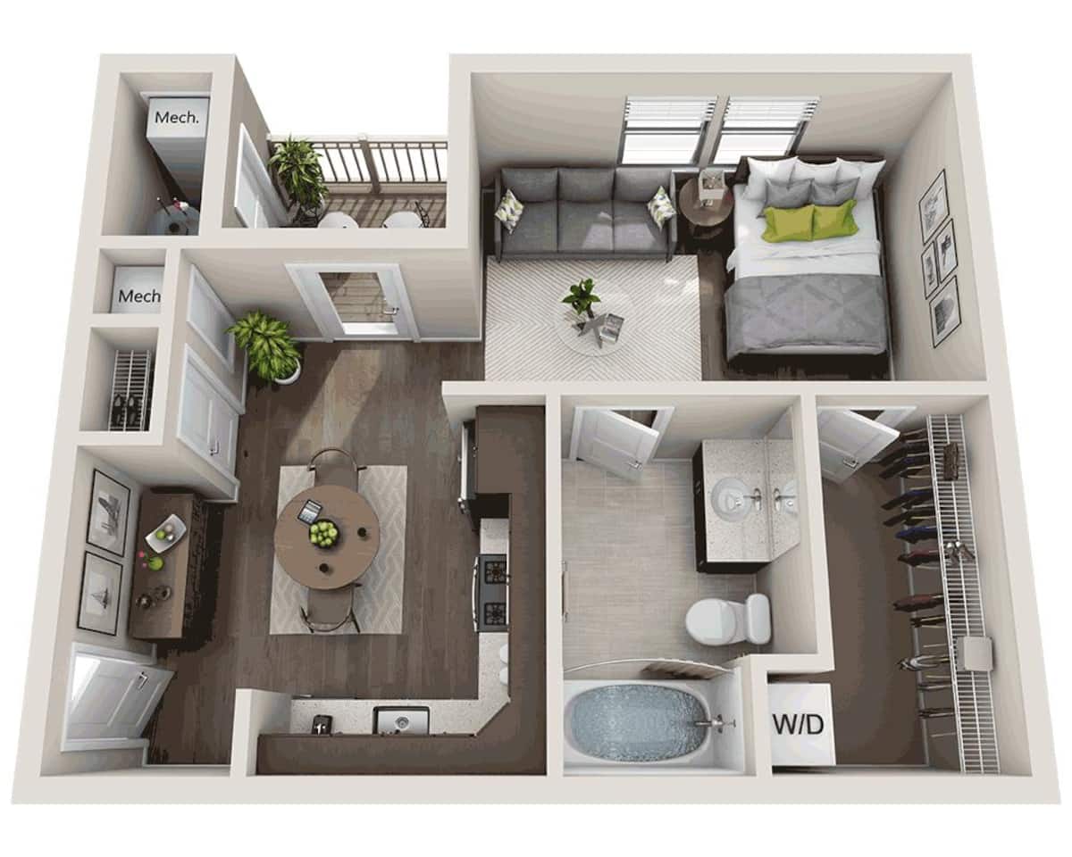 Floorplan diagram for Studio E1A, showing Studio