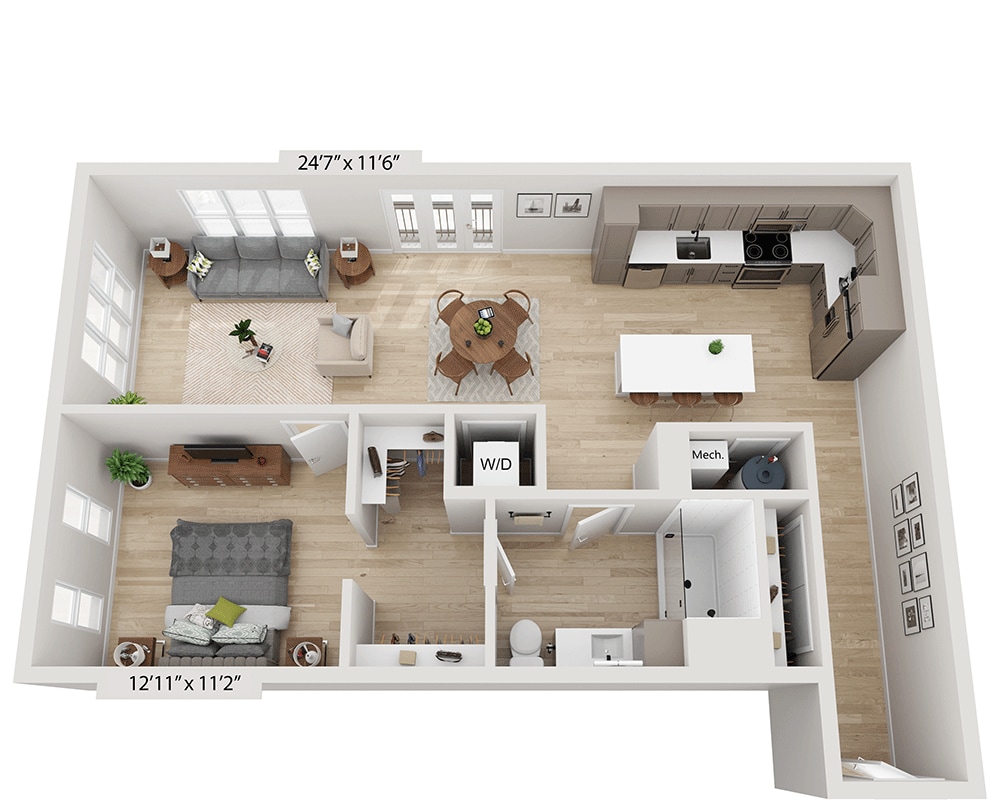 Plattegrond voor One Bedroom A1H, met 1 slaapkamer
