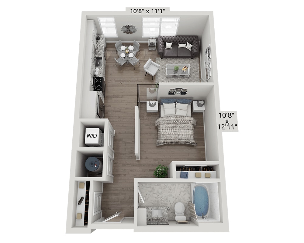 Floorplan diagram for Studio E1A, showing Studio