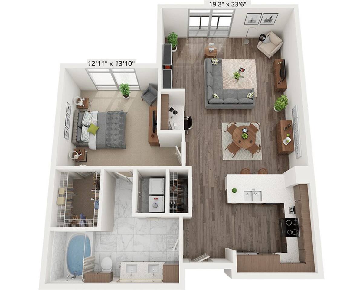 Floorplan diagram for One Bedroom A1G1, showing 1 bedroom
