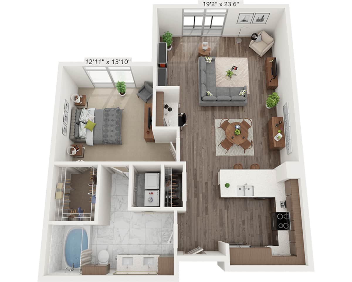 Floorplan diagram for One Bedroom A1G2, showing 1 bedroom