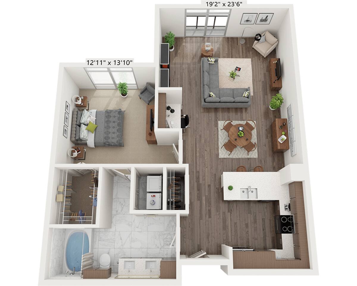 Floorplan diagram for One Bedroom A1G3, showing 1 bedroom