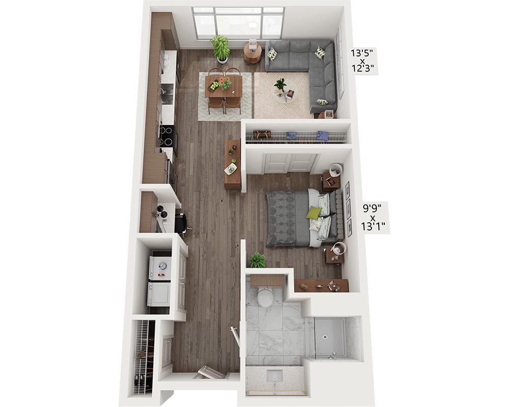 Plattegrond voor Studio E1A2, met Studio