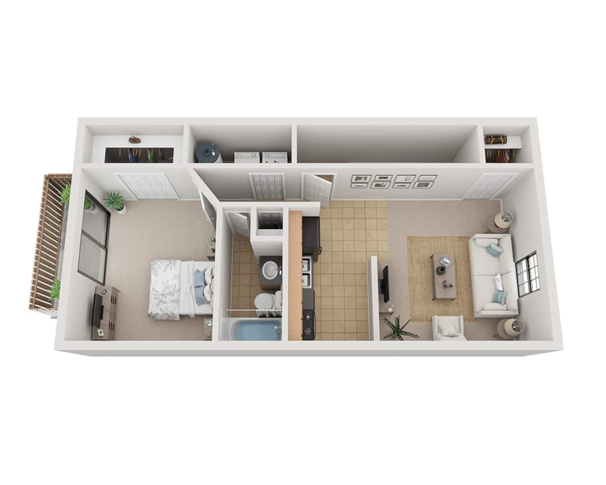 Floorplan diagram for Plan A1C, showing 1 bedroom