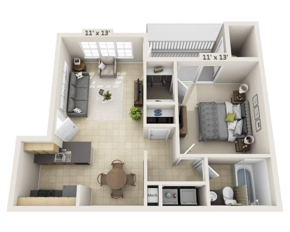 Floorplan diagram for Sable, showing 1 bedroom