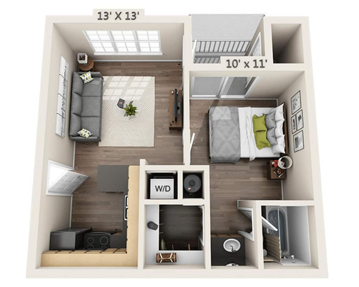 Floorplan diagram for Palm, showing 1 bedroom