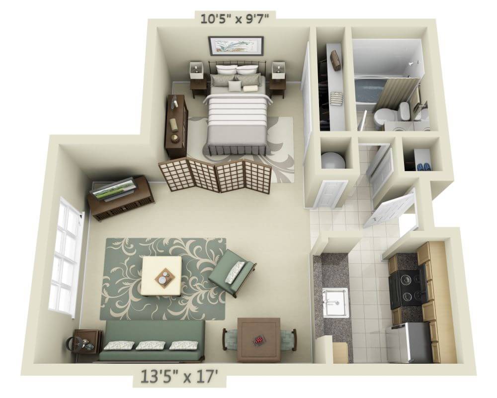 Plantegning for Vallejo (E1C) - Short Term, som viser Studio