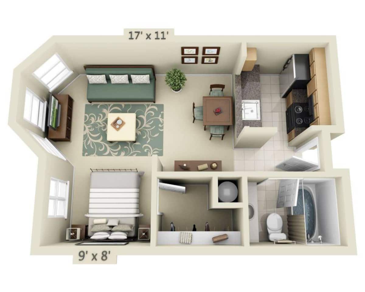 Floorplan diagram for Ellis (E1A), showing Studio