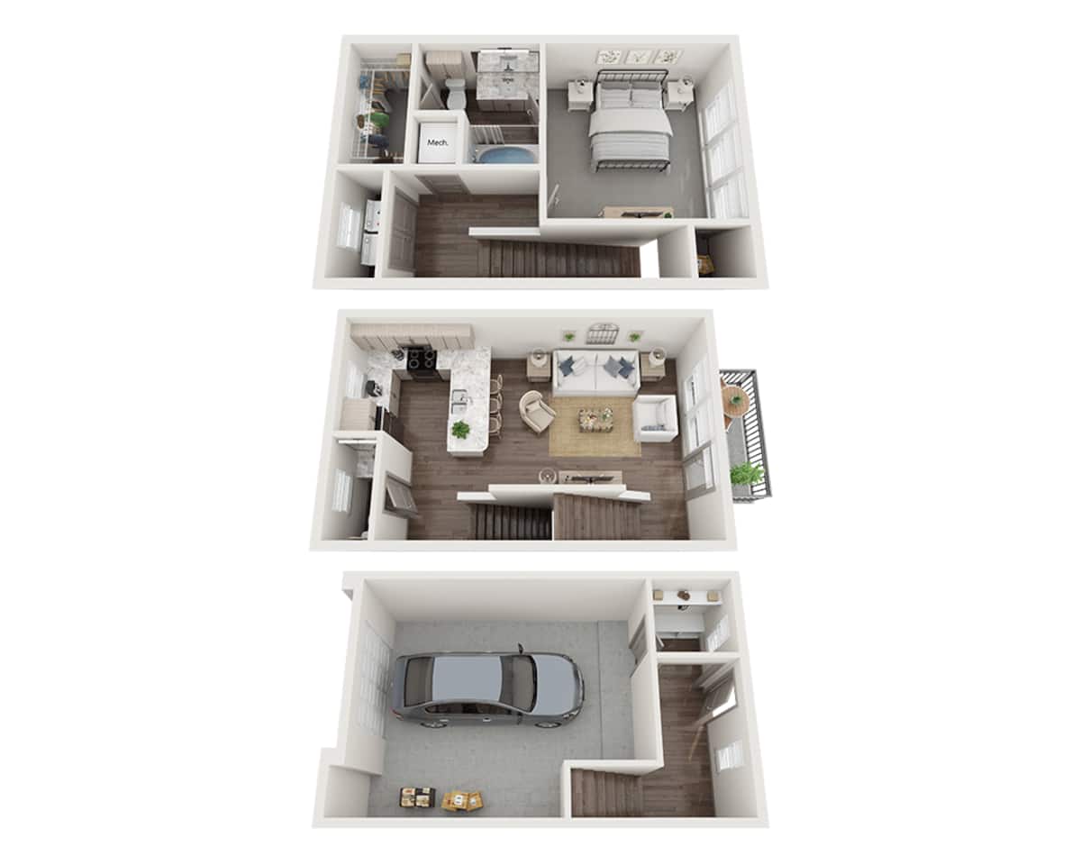 Floorplan diagram for One Bedroom A1.5A, showing 1 bedroom