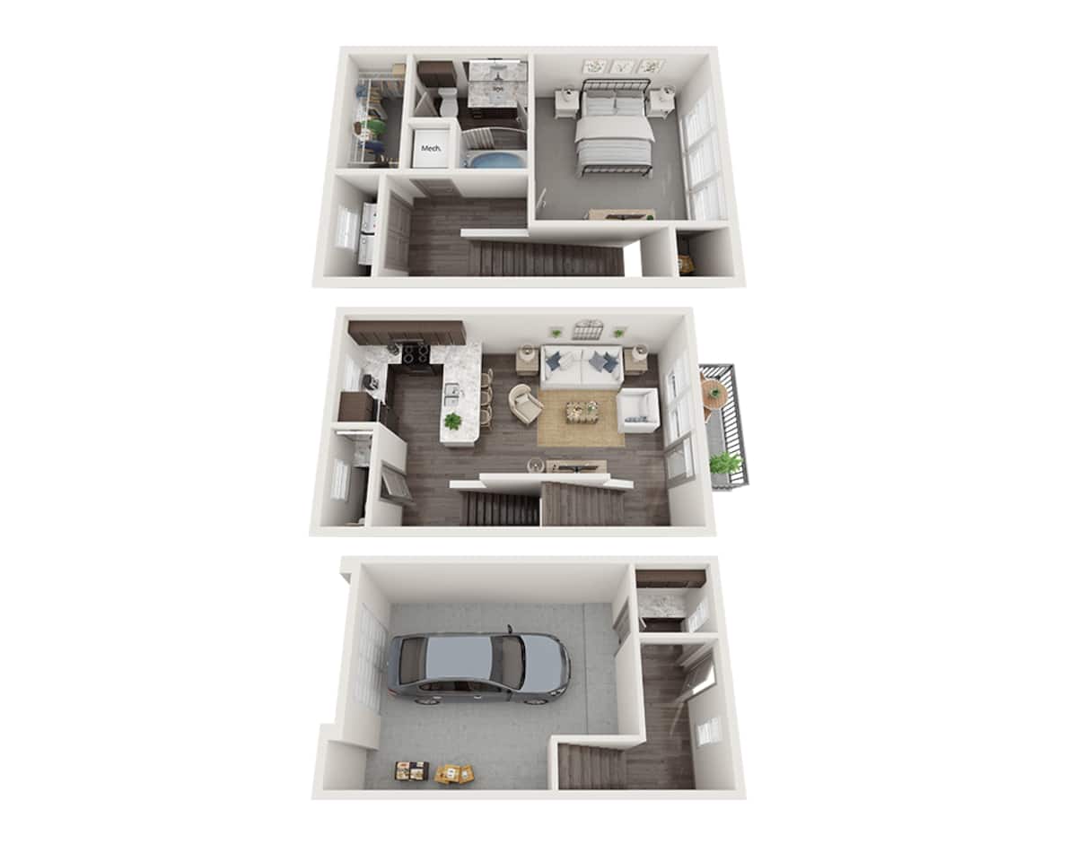 Floorplan diagram for One Bedroom A1.5B, showing 1 bedroom