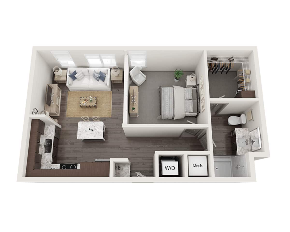 Floorplan diagram for One Bedroom A1G, showing 1 bedroom