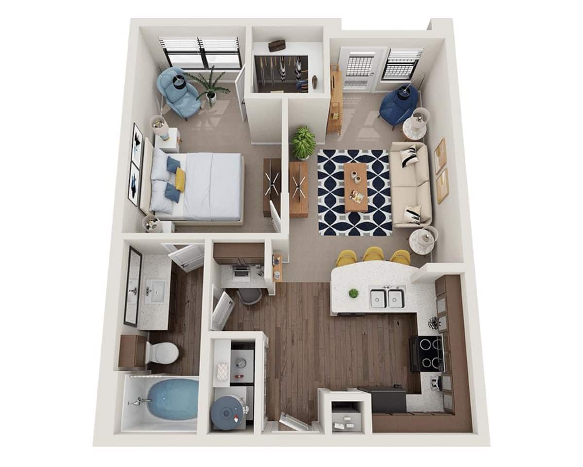 Floorplan diagram for A1C, showing 1 bedroom