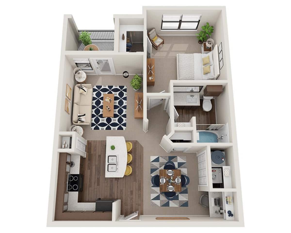 Floorplan diagram for A1E, showing 1 bedroom