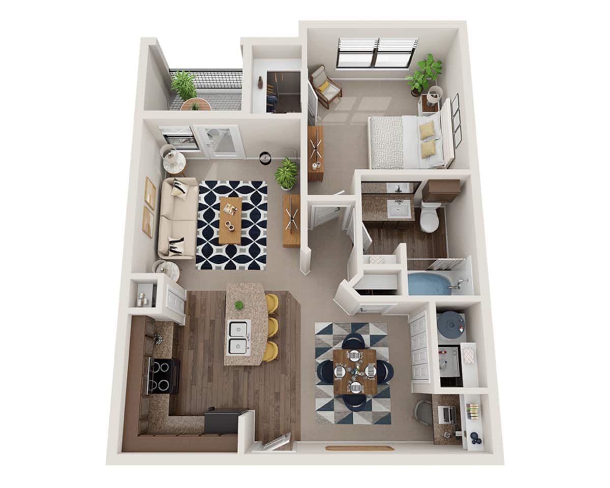 Floorplan diagram for A1E, showing 1 bedroom