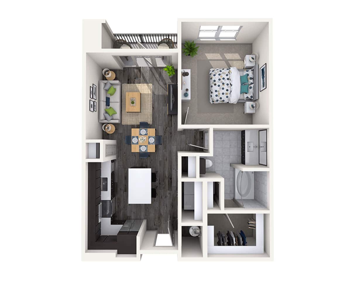 Floorplan diagram for One Bedroom A1G, showing 1 bedroom