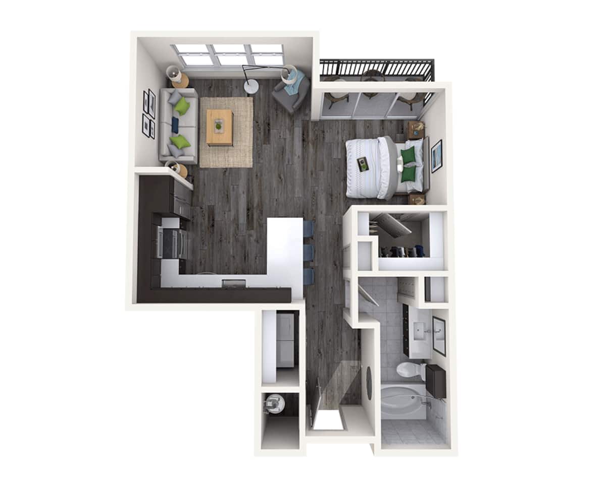 Floorplan diagram for Studio E1D, showing Studio