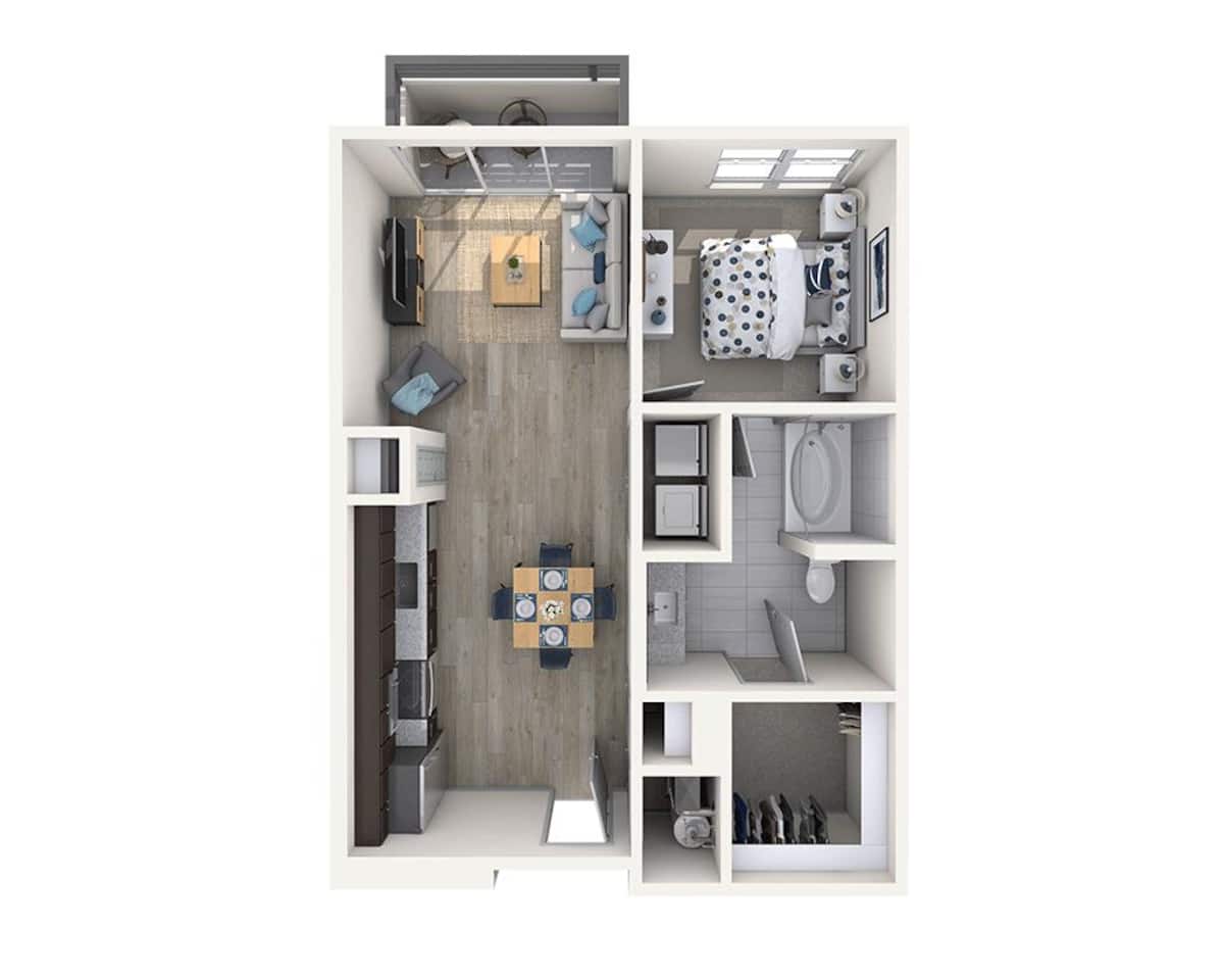 Floorplan diagram for One Bedroom A1B, showing 1 bedroom