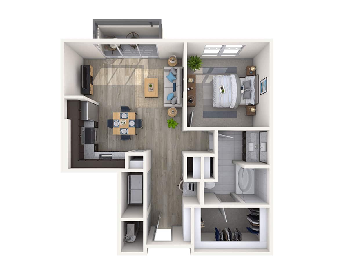 Floorplan diagram for One Bedroom A1G, showing 1 bedroom