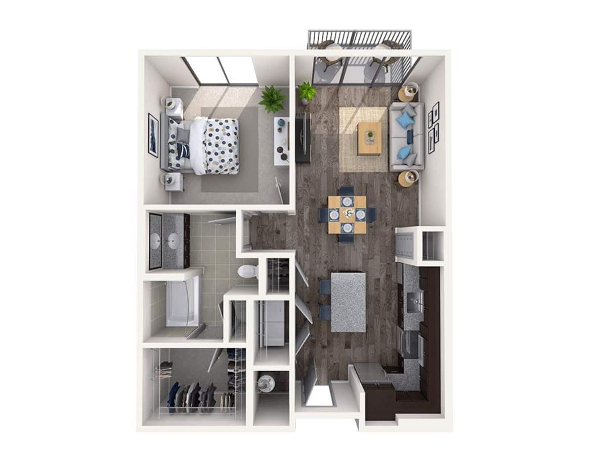 Floorplan diagram for One Bedroom A1H, showing 1 bedroom