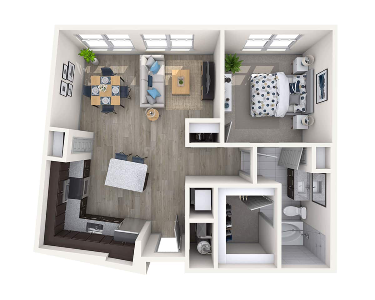 Floorplan diagram for One Bedroom A1I, showing 1 bedroom