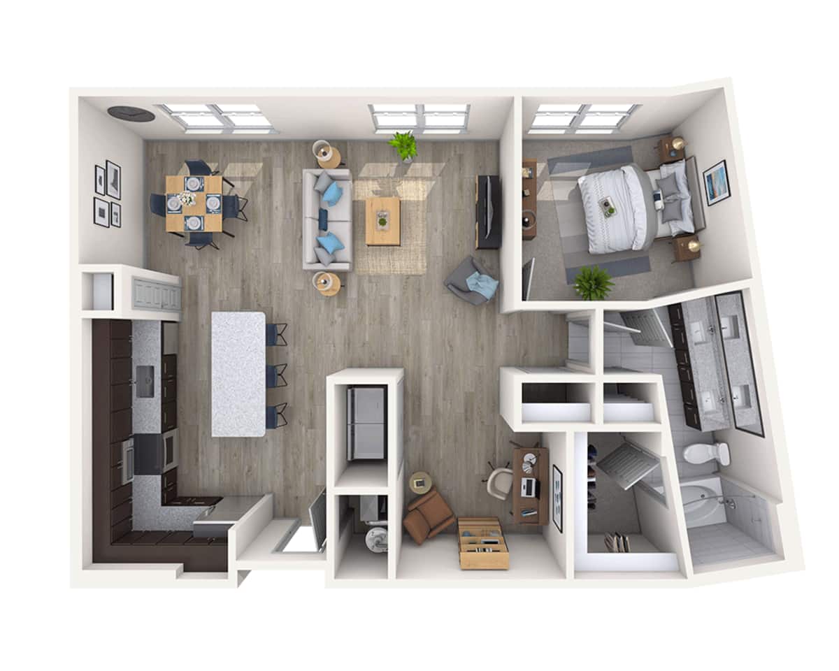 Floorplan diagram for One Bedroom A1O, showing 1 bedroom