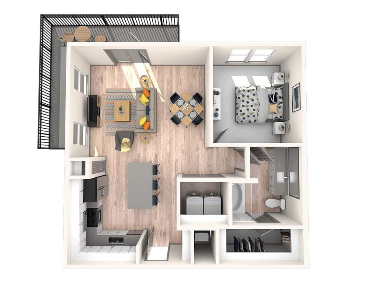 Floorplan diagram for One Bedroom A1G, showing 1 bedroom