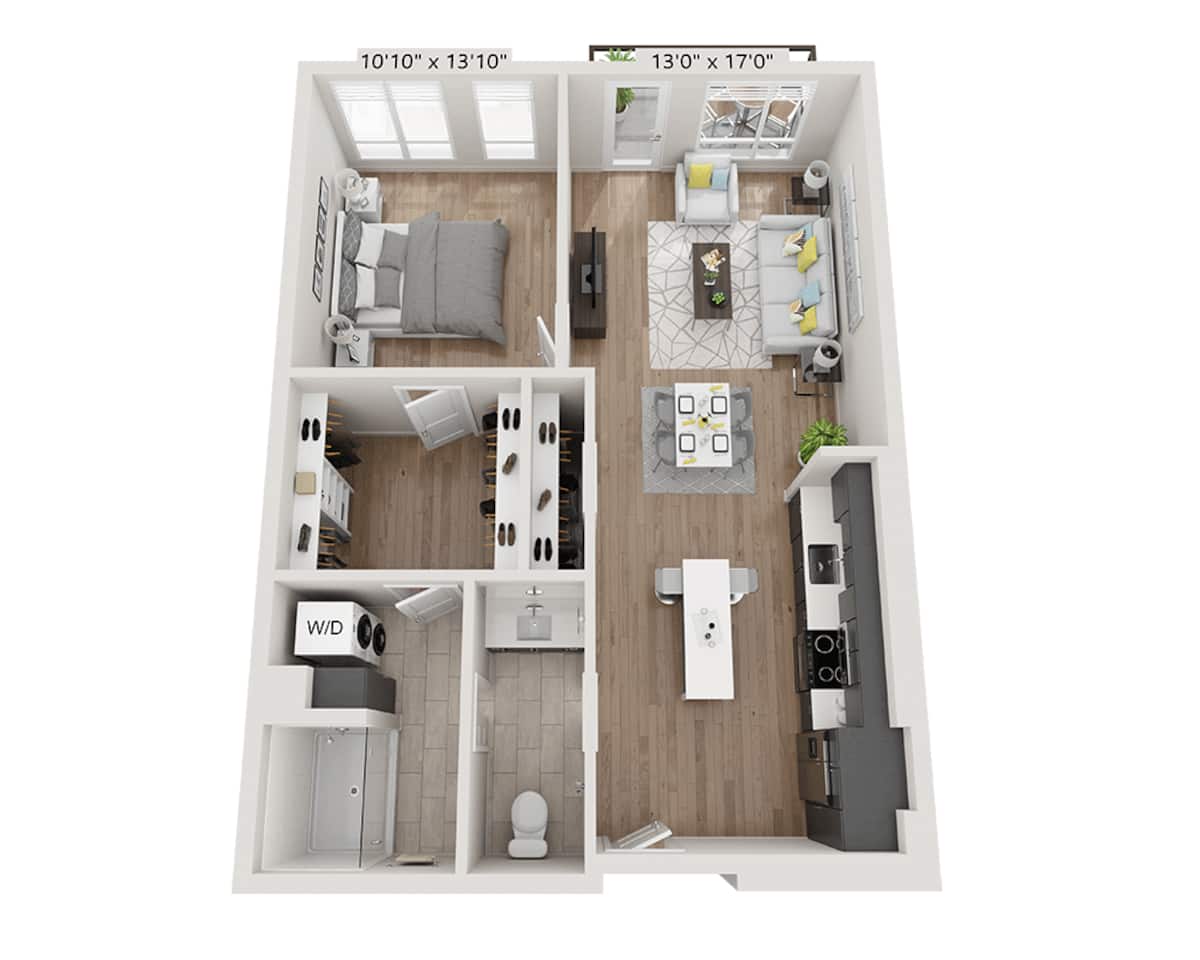 Floorplan diagram for A1DC, showing 1 bedroom