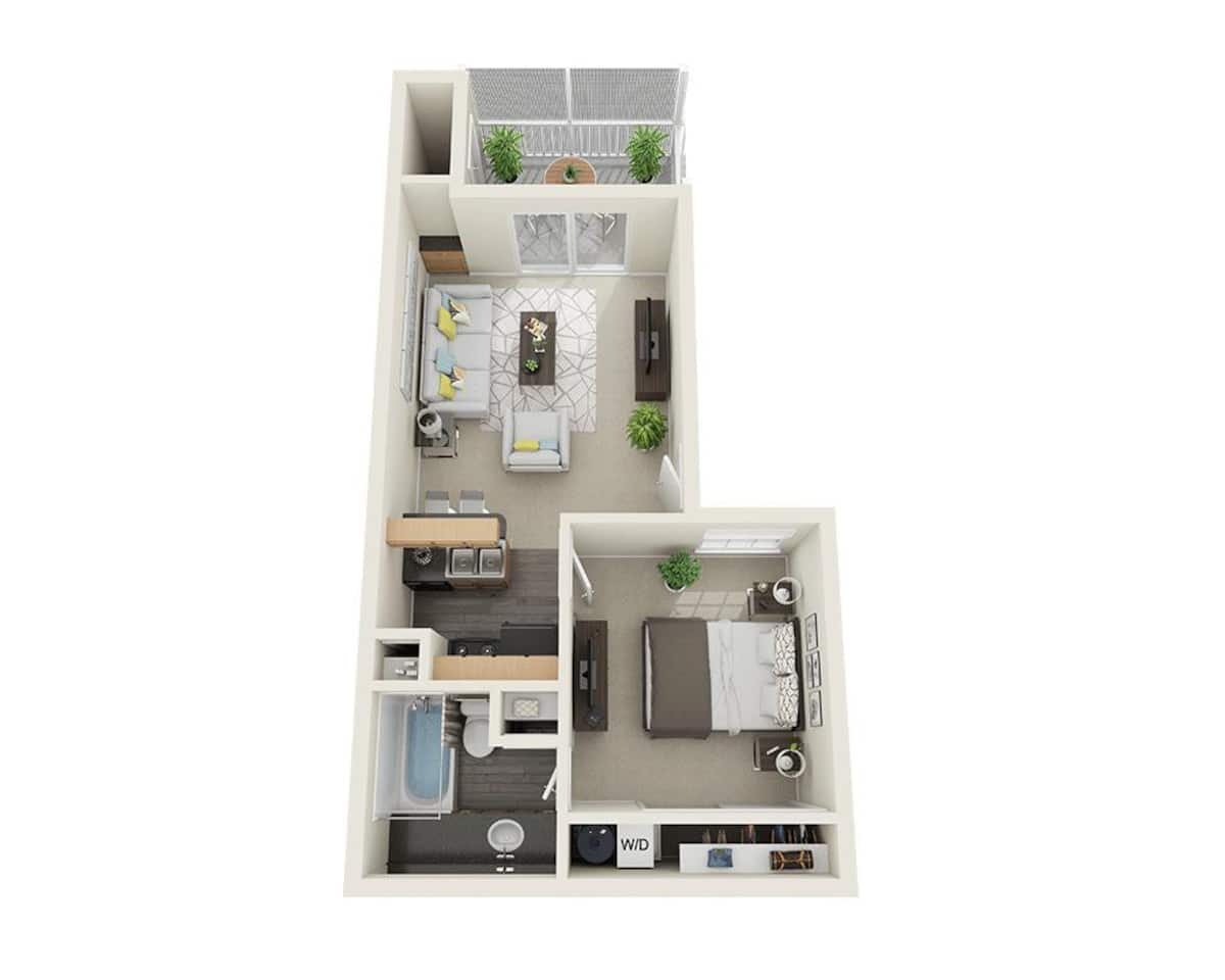 Floorplan diagram for Kensington, showing 1 bedroom