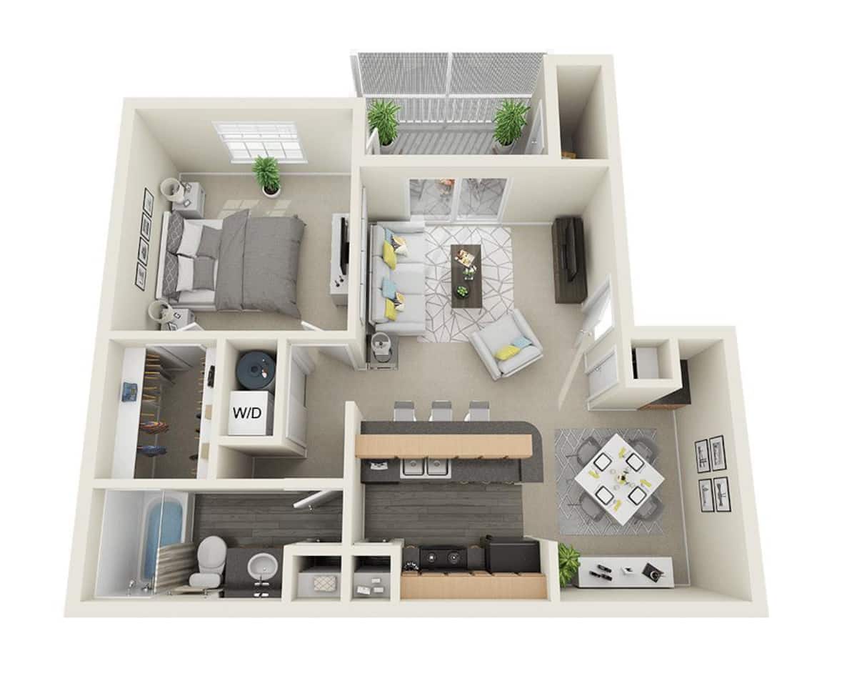 Floorplan diagram for Wellington, showing 1 bedroom