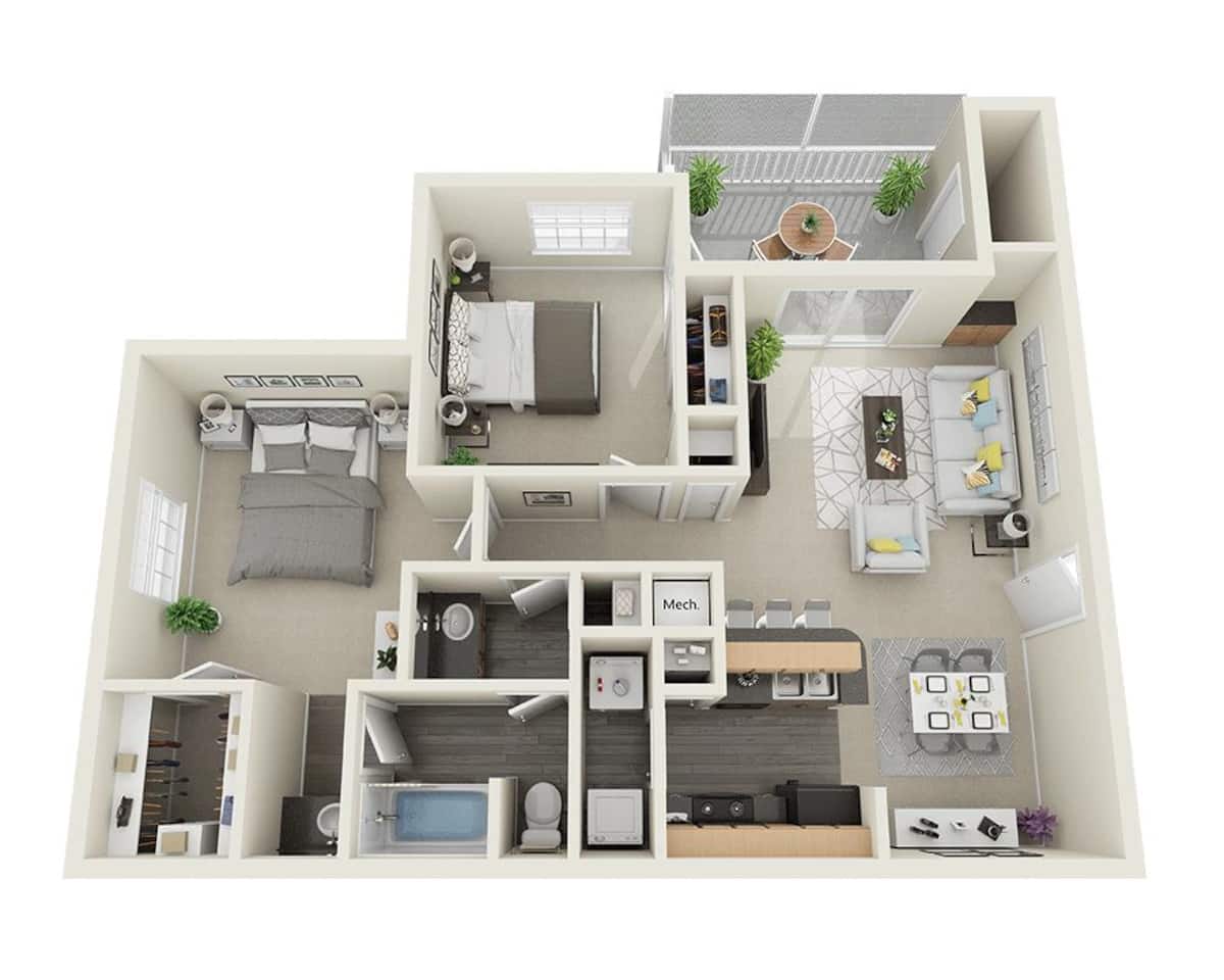 Floorplan diagram for Carmel, showing 2 bedroom