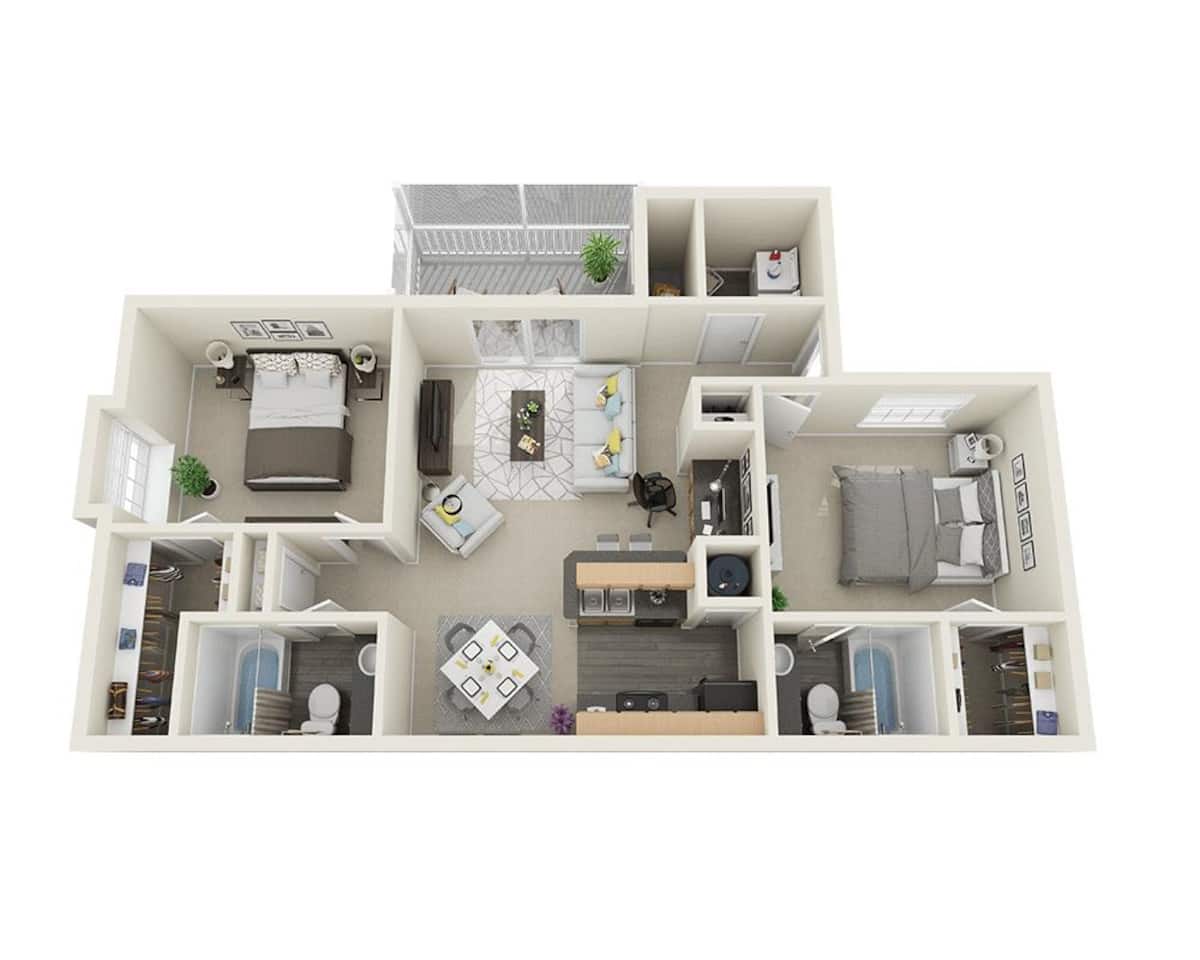 Floorplan diagram for Brighton, showing 2 bedroom
